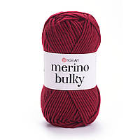 Yarnart MERINO BULKY (Мерино Булки) № 3024 темно-червоний (Пряжа напіввовняна, нитки для в'язання)