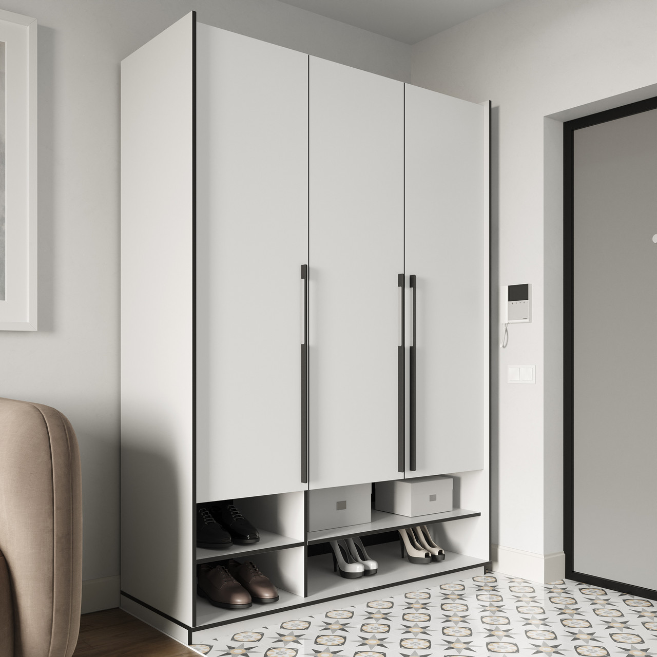 Шафа Sanro RAMO на 3 дверцята зі штангою 1484x2100x570 мм Білий (R0006), фото 1