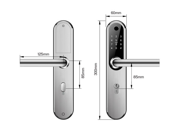 Габариты электромеханического RFID замка SEVEN LOCK SL-7768B silver