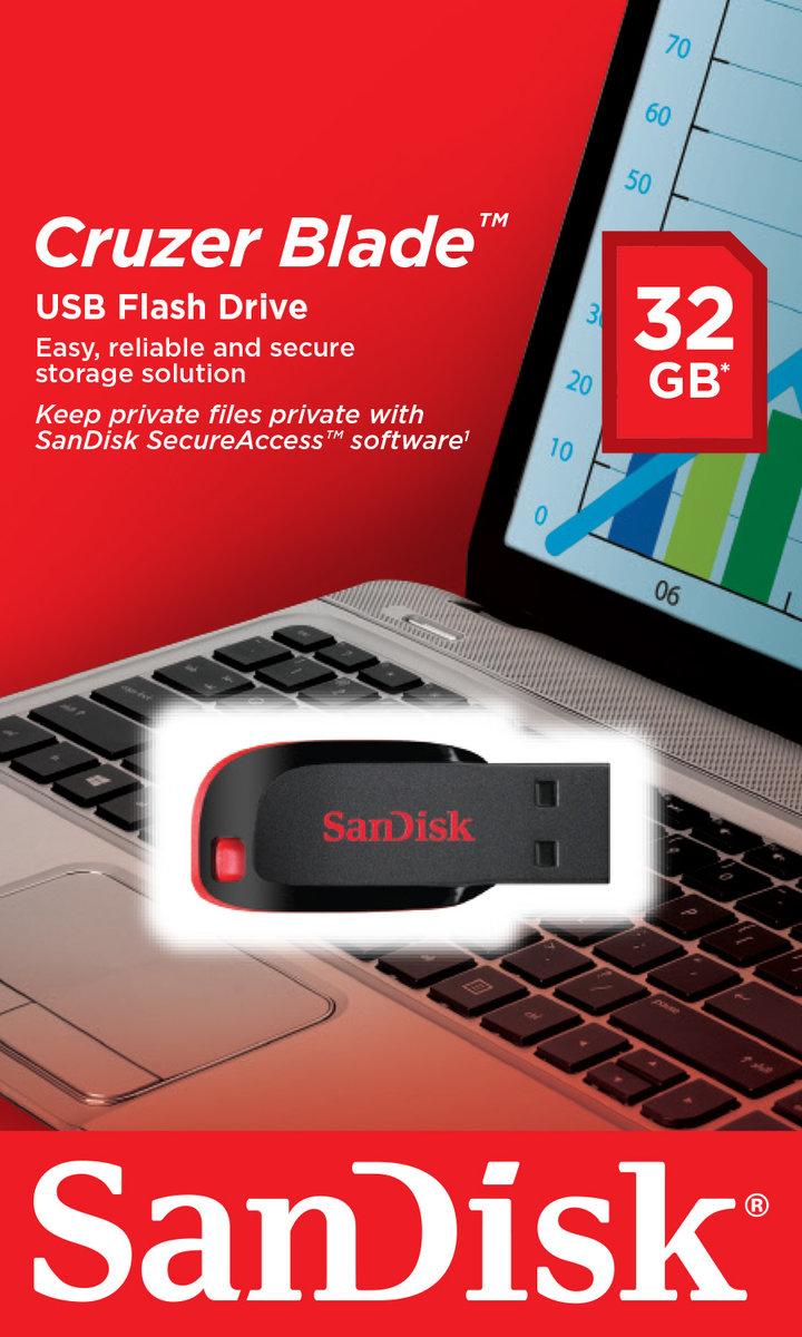 Flash SanDisk USB 2.0 Cruzer Blade 32Gb Black/Red (SDCZ50-032G-B35)