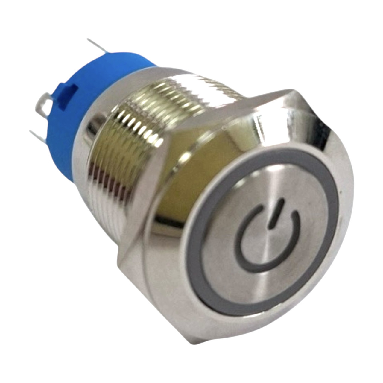 Кнопка керування металева з фіксацією, c LED підсвічуванням, 1НВ+1НЗ, 19мм, 250В