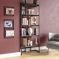 Книжковий стелаж в стилі лофт для дому та офісу на 4 полички з металу та ЛДСП