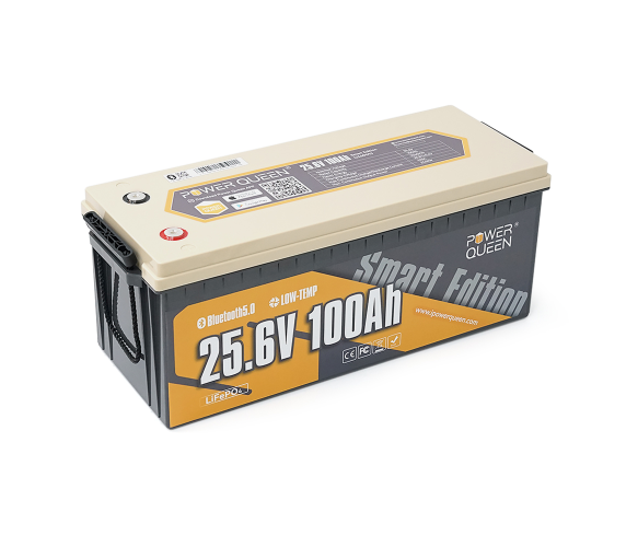 Акумуляторна батарея LiFePO4 Power Queen 25.6V 100Ah BT, 2560Wh, BMS 100A літій залізо фосфатна
