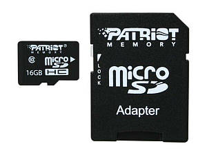 Карта пам'яті microSDHC (UHS-1) Patriot LX Series 16Gb class 10 (adapter SD) (PSF16GMCSDHC10)