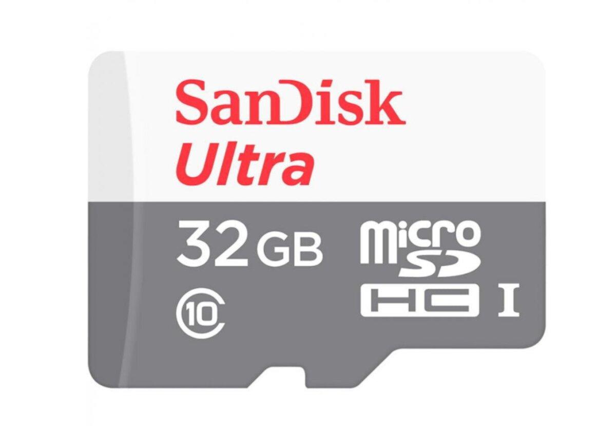 MicroSDHC (UHS-1) SanDisk Ultra 32Gb class 10 A1 (100Mb/s) (adapter SD) (SDSQUNR-032G-GN3MA)