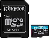 Карта пам'яті microSDXC (UHS-1 U3) Kingston Canvas Go Plus 64Gb class 10 A2 V30 (R170MB/s, W70MB/s) (adapter SD) (SDCG3/64GB), фото 3