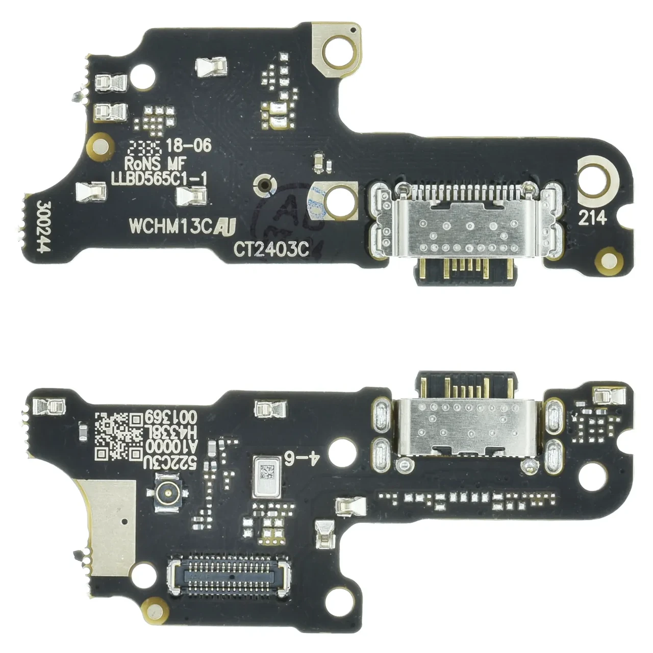 Нижня плата для Xiaomi Redmi 13C з роз'ємом зарядки, мікрофоном та компонентами, фото 1