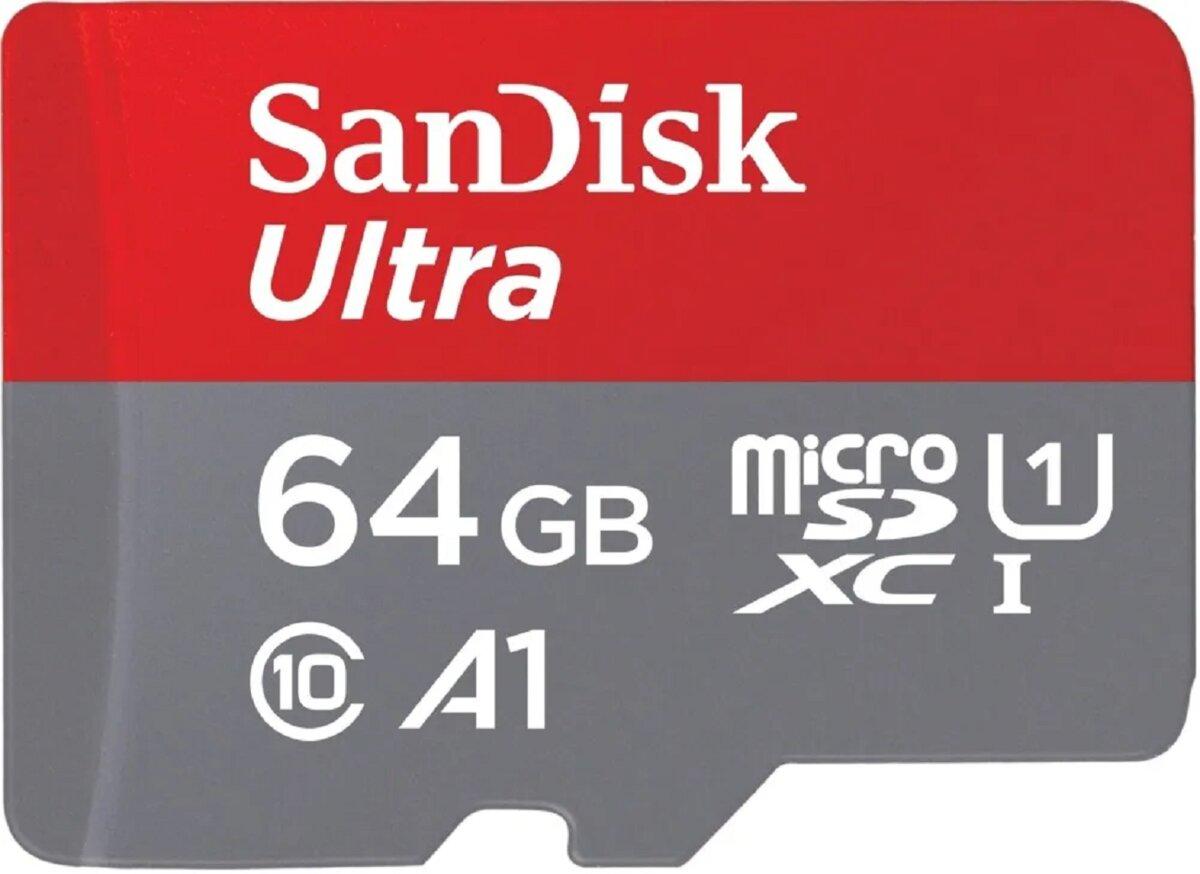 Карта пам'яті microSDXC (UHS-1) SanDisk Ultra 64Gb class 10 A1 (140Mb/s) (adapter SD) Imaging Packaging (SDSQUAB-064G-GN6IA)