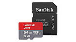 Карта пам'яті microSDXC (UHS-1) SanDisk Ultra 64Gb class 10 A1 (140Mb/s) (adapter SD) Imaging Packaging (SDSQUAB-064G-GN6IA), фото 3