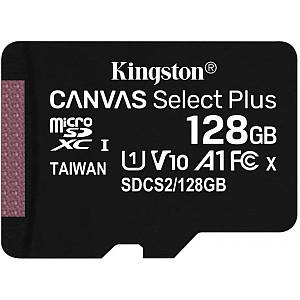 Карта пам'яті microSDXC (UHS-1) Kingston Canvas Select Plus 128Gb class 10 А1 (R-100MB/s) (adapter SD) (SDCS2/128GB)