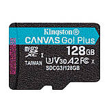MicroSDXC (UHS-1 U3) Kingston Canvas Go Plus 128Gb class 10 A2 V30 (R170MB/s, W90MB/s) (SDCG3/128GBSP), фото 3