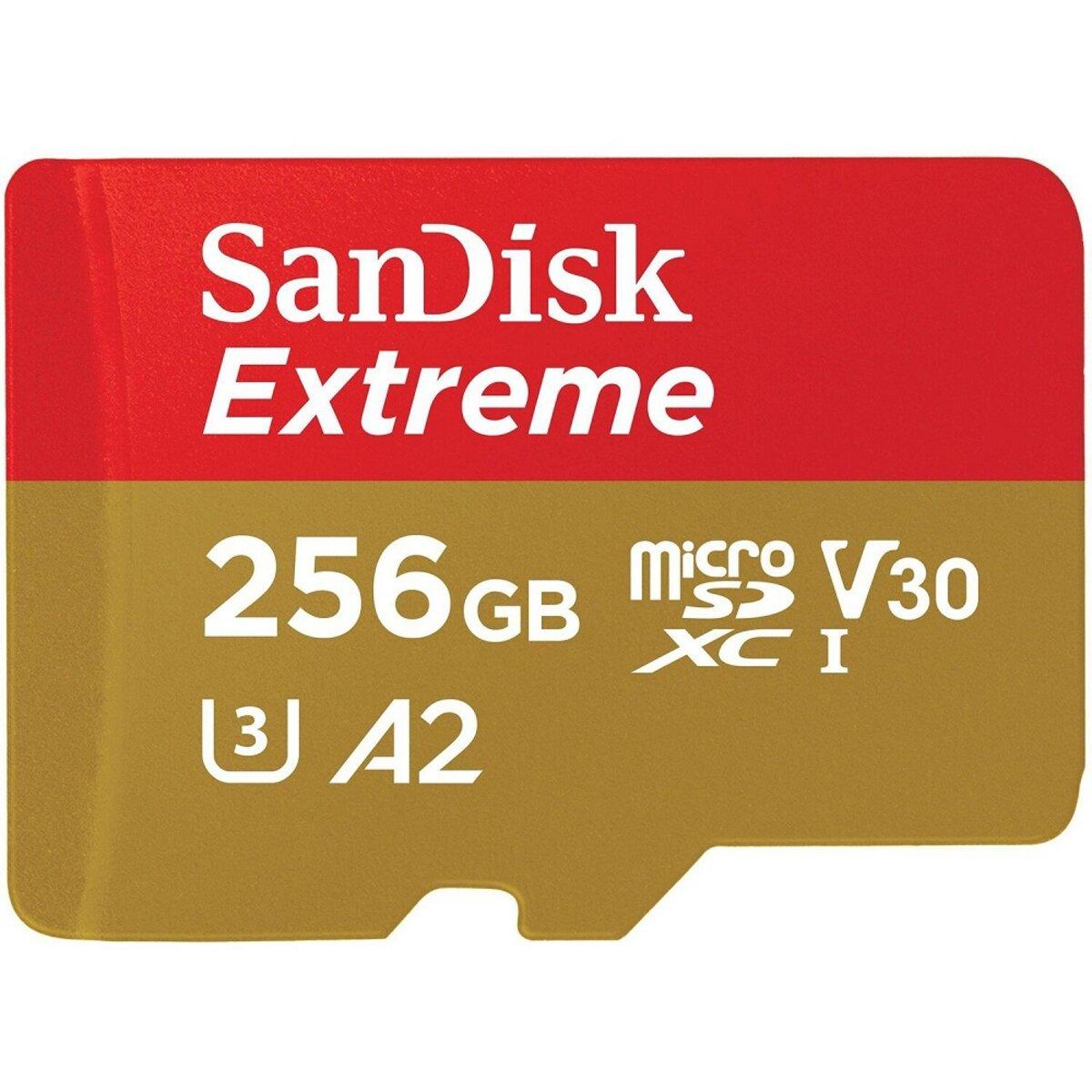 MicroSDXC (UHS-1 U3) SanDisk Extreme A2 256Gb class 10 V30 (R190MB/s,W130MB/s) (adapter SD) (SDSQXAV-256G-GN6MA)