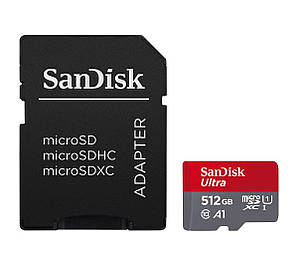 MicroSDXC (UHS-1) SanDisk Ultra 512Gb class 10 A1 (150Mb/s) (adapter SD) (SDSQUAC-512G-GN6MA)
