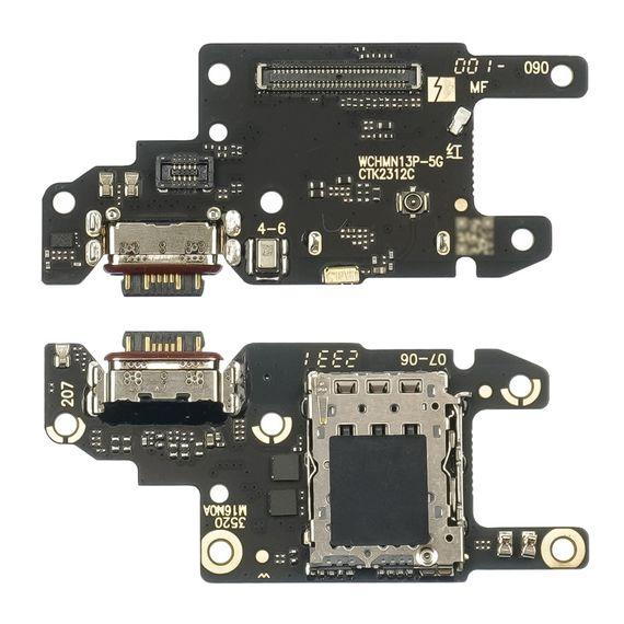 Нижня плата для Xiaomi Redmi Note 13 Pro (5G) з роз'ємом зарядки, мікрофоном та компонентами, фото 1