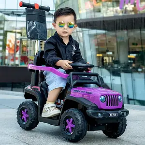 Дитяча каталка-толокар джип Jeep M 5789EL-9 з батьківською ручкою 2 в 1 Фіолетовий