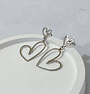 Срібні сережки-підвіски з сердечком з замочком-закруткою "Емілі", фото 2