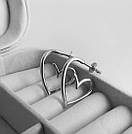 Срібні сережки-гвоздики з великим сердечком "Попелюшка"., фото 2