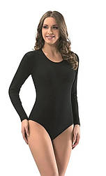 Жіноче чорне класичне боді з довгим рукавом у розмірі S