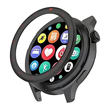 Безель металевий для смарт годинника Xiaomi Watch S3/S4 Black-red + захисне скло