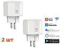 Розумна Wi Fi розетка 20А Smart Plug Tuya Вай фай смарт розетки з лічильником електроенергії набір 2 шт
