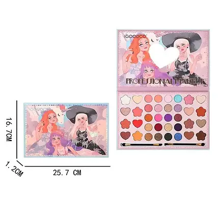 Косметика дитяча для дівчинки (тіні, аплікатор, хайлайтер, рум'яна, в коробці) LK 5132, фото 1