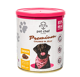 Pet Chef - Консервований корм для собак шматочки в желе з куркою 400 г
