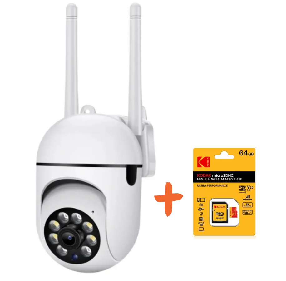 Wi-fi Камера зовнішнього відеоспостереження вулична Вай Фай бездротова ip camera V360 Pro поворотна + карта пам'яті 64 ГБ