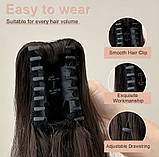 Штучний хвіст хвилястий шиньйон на крабі з утяжкою світло русявий міліруваний 61 см, фото 3