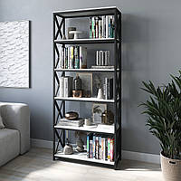 Книжковий стелаж в стилі лофт для дому та офіса на 6 поличок з металу та ЛДСП