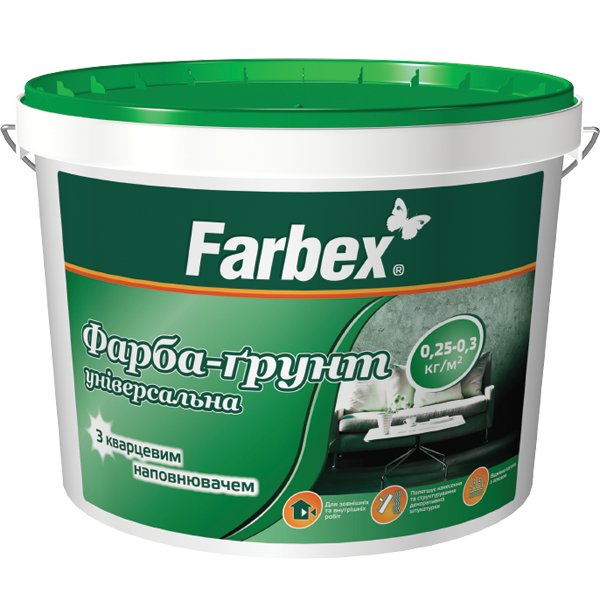 Фарба-грунт універсальна Farbex з кварцовим наповнювачем, 4.2 кг (біла)