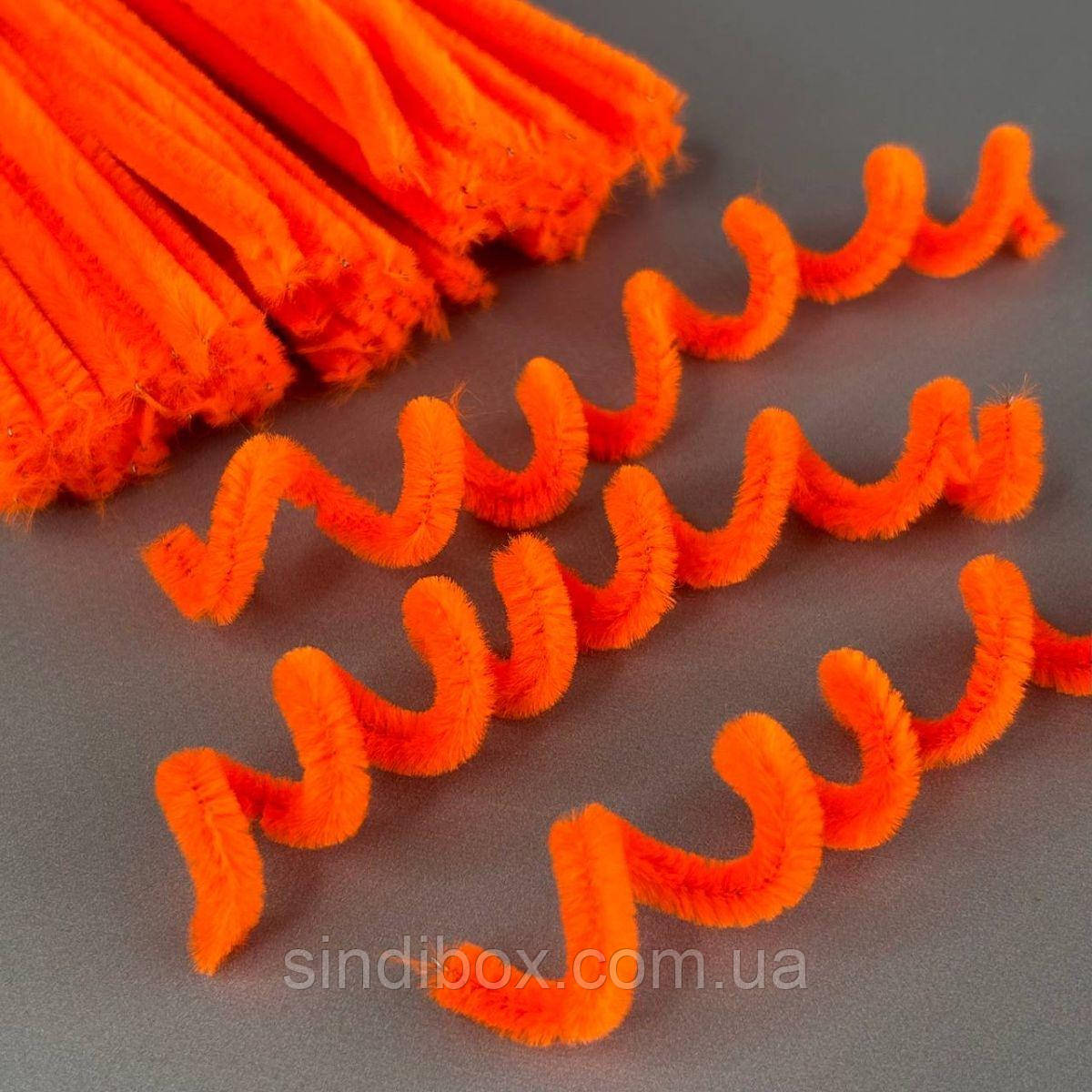 Пухнастий дріт (синель) 30 см - оранж неон, фото 1