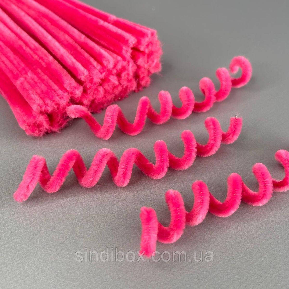 Пухнастий дріт (синель) 30 см - рожевий яскравий, фото 1
