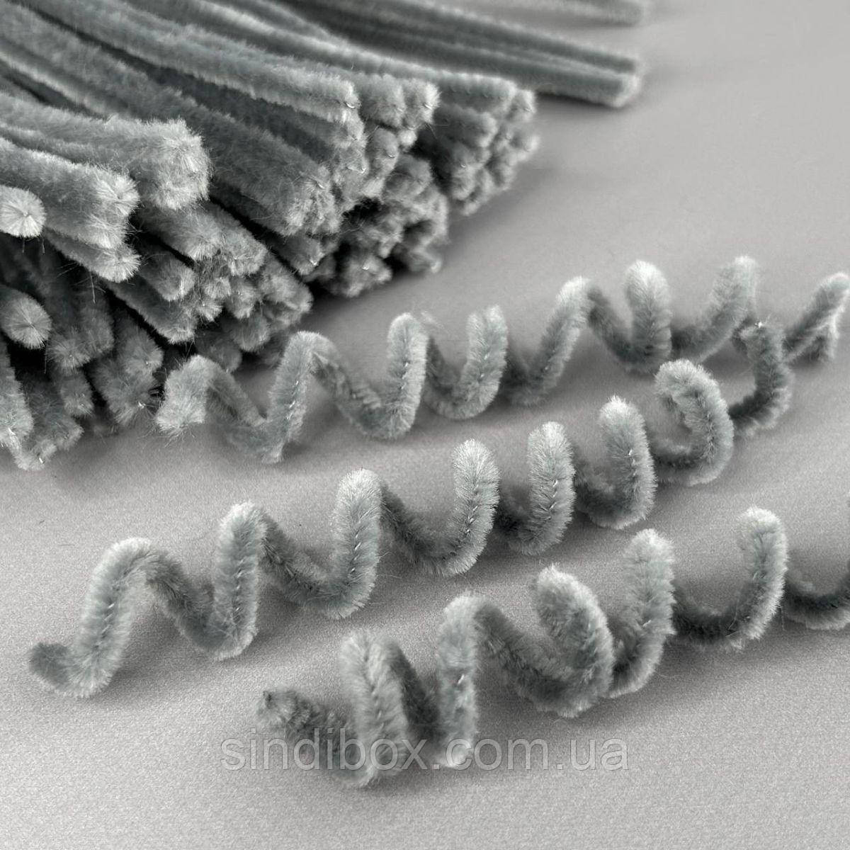 Пухнастий дріт (синель) 30 см - сірий, фото 1