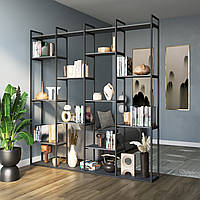Книжковий лофтовий стелаж перегородка для офісу та кімнат з ЛДСП