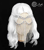 Шикарна прикраса Маска на обличчя зі страз із камінням "Ханія" для фотосесії — срібляста Aushal Jewellery