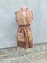 Жилетка бежева жіноча з штучного замшу та шкіри