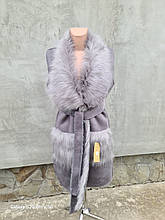 Жилетка бежева жіноча з штучного замшу та шкіри