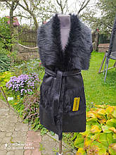 Жилетка чорна жіноча з штучного замшу та шкіри