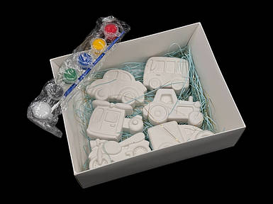 Набір гіпсових фігурок для розмальовування Транспорт. 6шт.