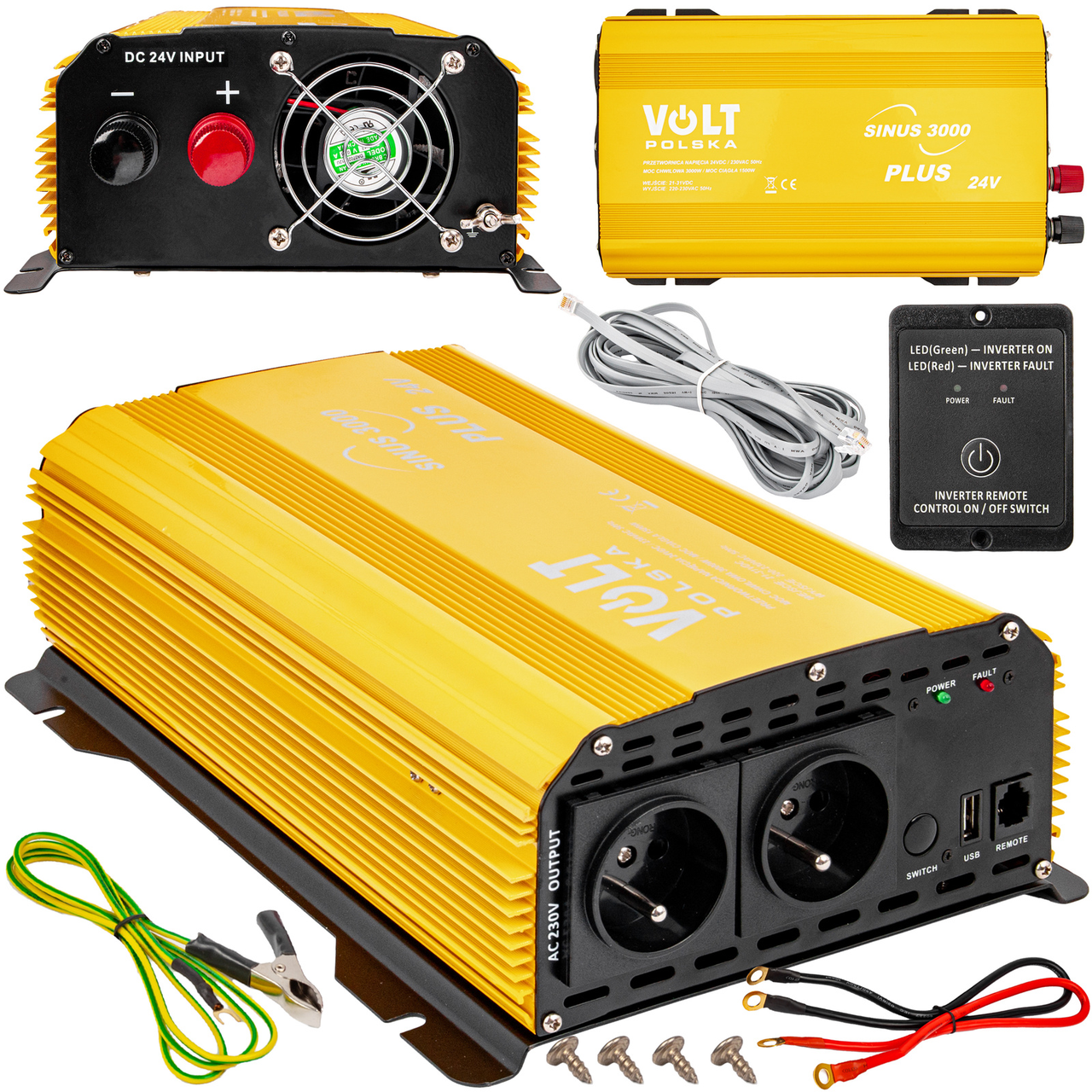 Перетворювач напруги SINUS 3000 PLUS 24/230 В 1500/3000 Вт VOLT POLSKA