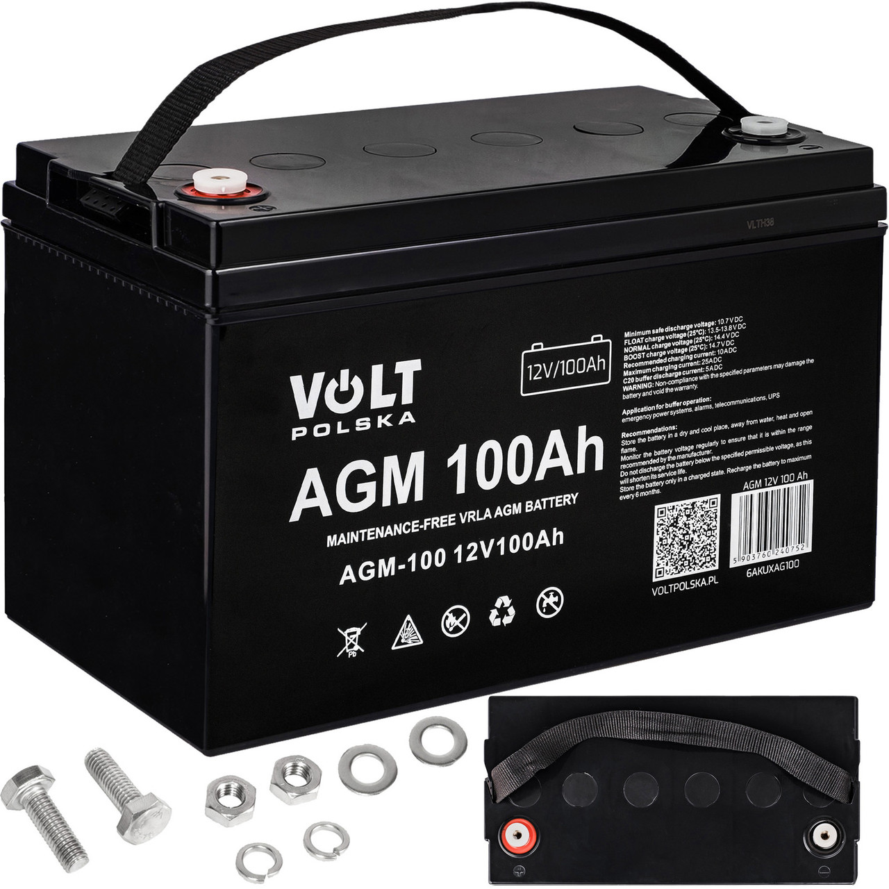 Акумулятор AGM 12В 100Ач необслуговуваний VOLT POLSKA