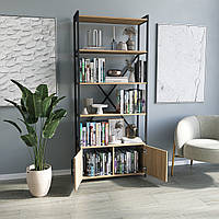 Стелаж для книг у стилі Лофт, з тумбою та дверцятами на 6 осередків з ЛДСП