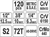 Набір інструментів для авто 120 предметів YATO YT-38801, фото 5