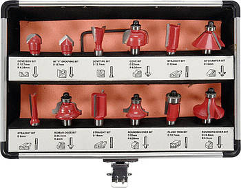 Набір кінцевих фрез по дереву 12 шт YATO YT-68005