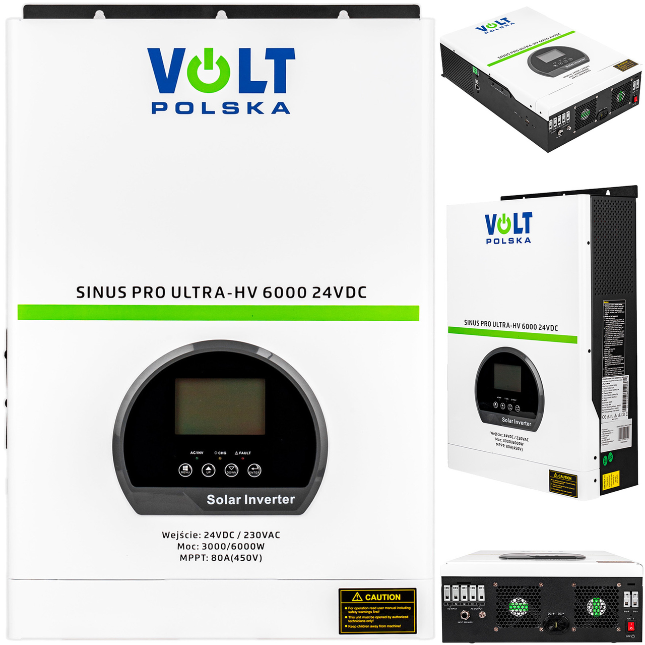 Сонячний інвертор ДБЖ перетворювач 24В SINUS PRO ULTRA-HV 6000 ВА 80 А MPPT VOLT POLSKA