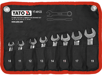 Набір ключів комбінованих коротких з тріскачкою, 8 шт. YATO YT-49123