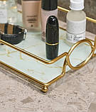 Мармуровий піднос. Органайзер для косметики у ванній кімнаті. Підставка для парфумерії під мармур 21*32 см Білий, фото 7