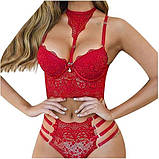 Набір жіночої нижньої білизни червоного кольору, фото 3