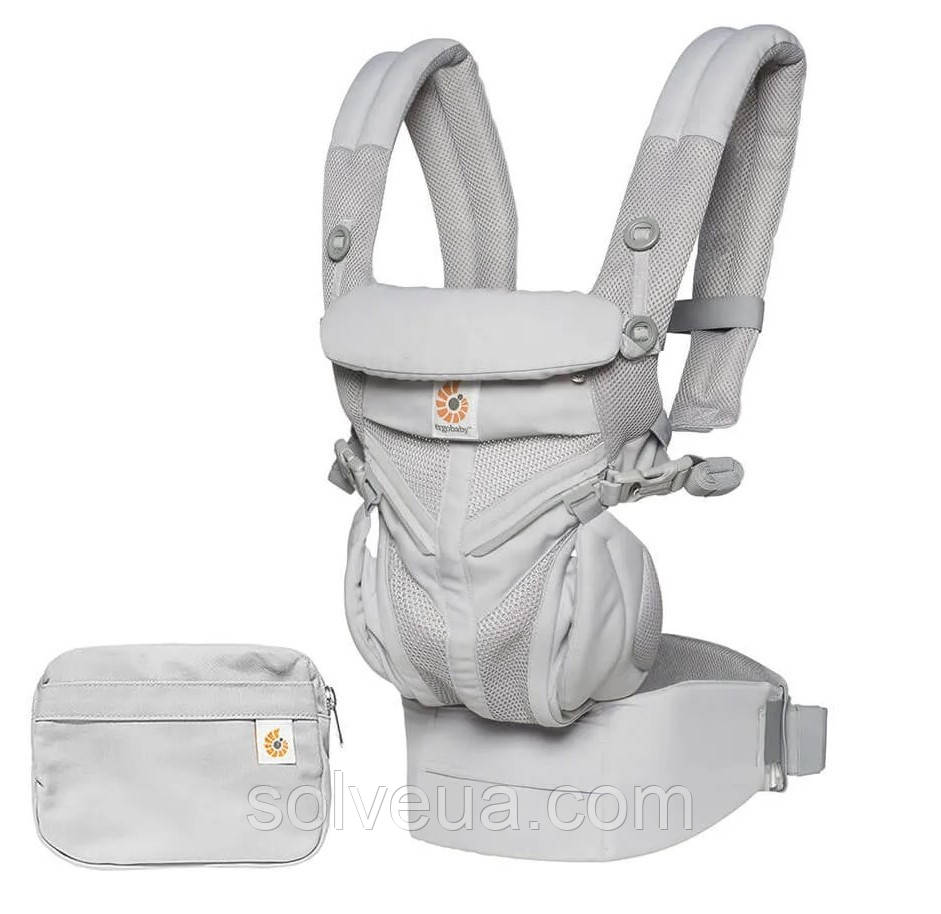 Рюкзак-переноска Ergobaby Omni 360 Baby Carrier All-In-One Cool Air Mesh з народження Pearl Grey solve