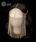 Східна, масивна прикраса на обличчя, ланцюгова маска "Шахризаду" — золотиста Aushal Jewellery